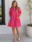 Striped puff sleeve mini dress: Pink