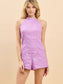 Halter Neckline Romper with Scallop Details