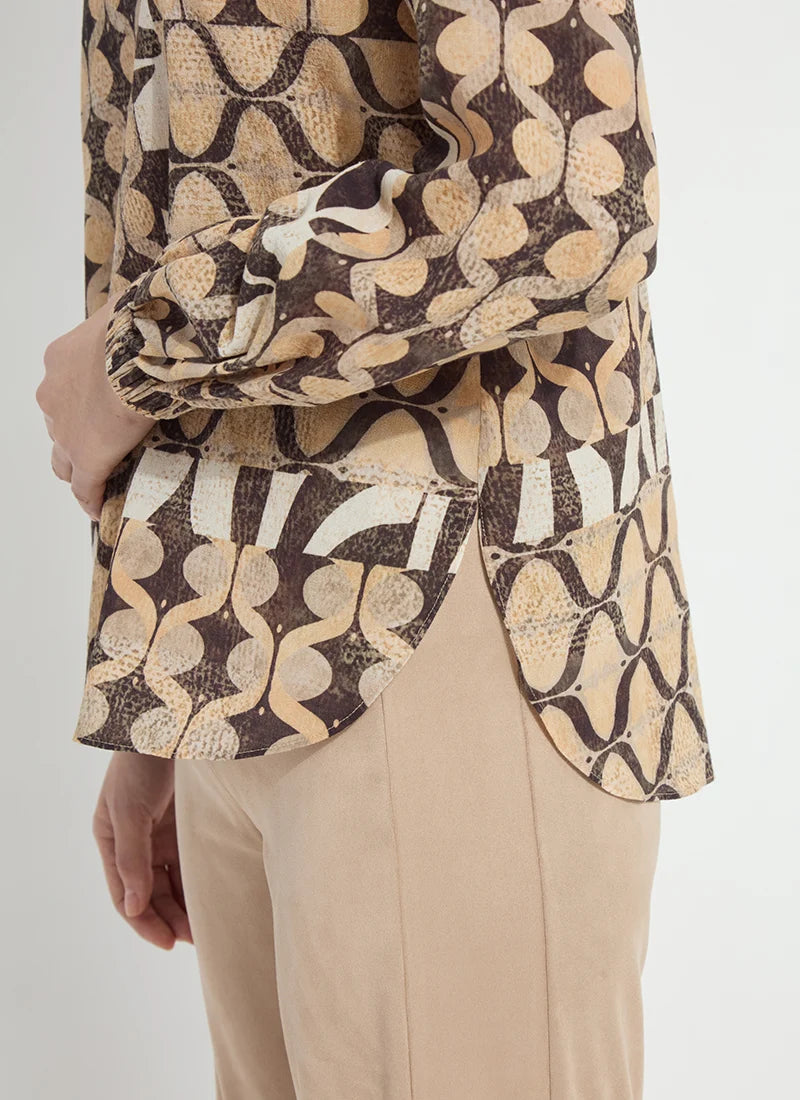 Lysse Cosima Elastic Cuff Shirt Art Deco Mosaic