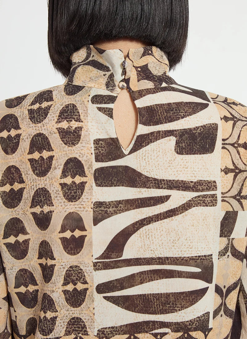Lysse Cosima Elastic Cuff Shirt Art Deco Mosaic