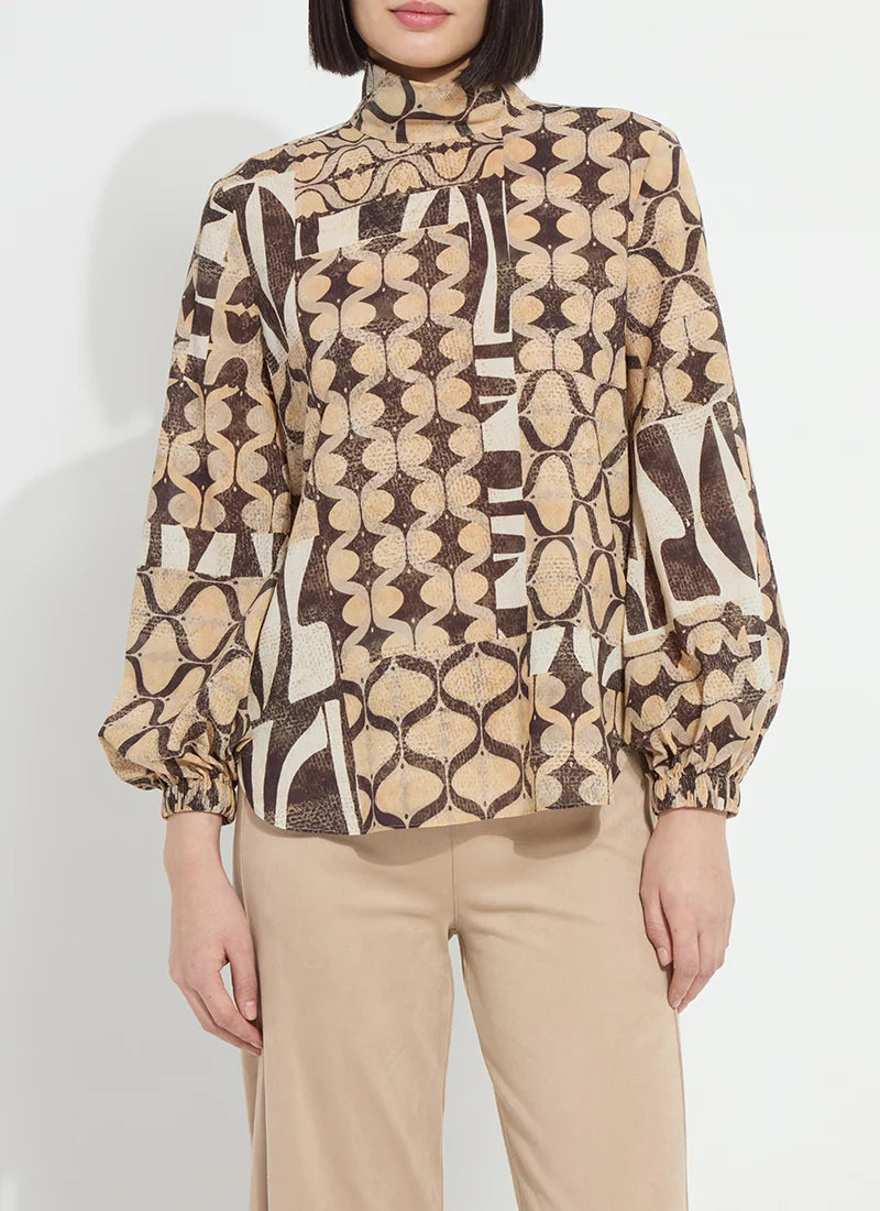 Lysse Cosima Elastic Cuff Shirt Art Deco Mosaic
