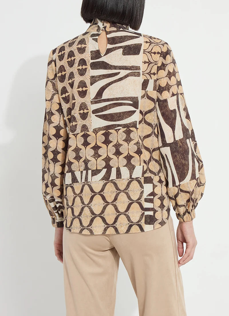 Lysse Cosima Elastic Cuff Shirt Art Deco Mosaic