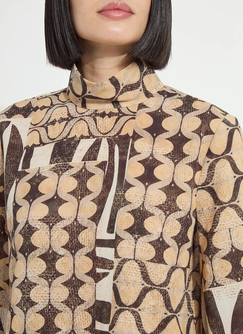 Lysse Cosima Elastic Cuff Shirt Art Deco Mosaic
