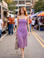 Strapless Circle Lace Fringe Midi Tube Dress