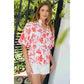 THML Puff Sleeve Print V-Neck Top Pink
