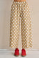 Polka Dot Raw Hem Wide Leg Pants