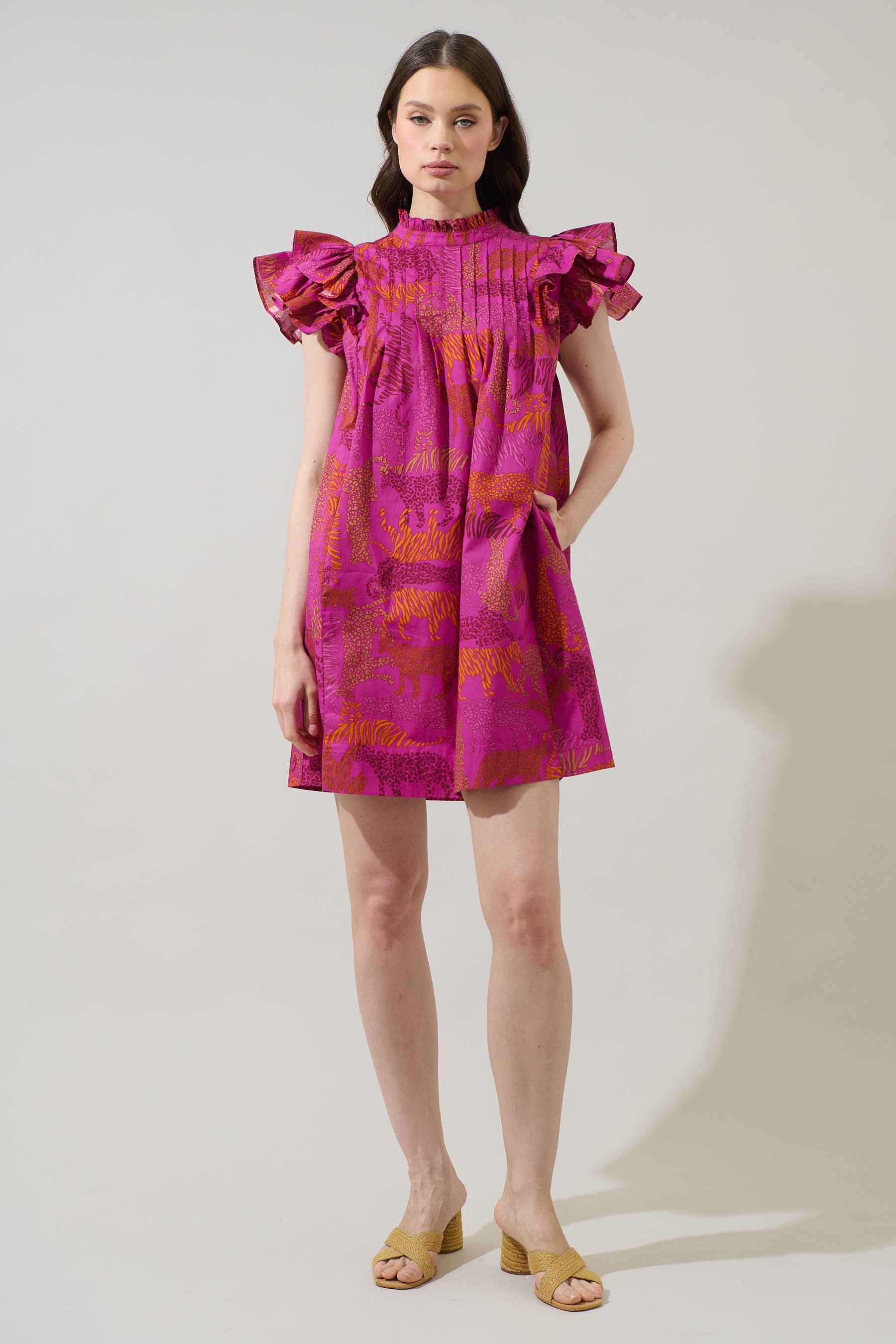 In the Jungle Lovel Shift Mini Dress: Magenta