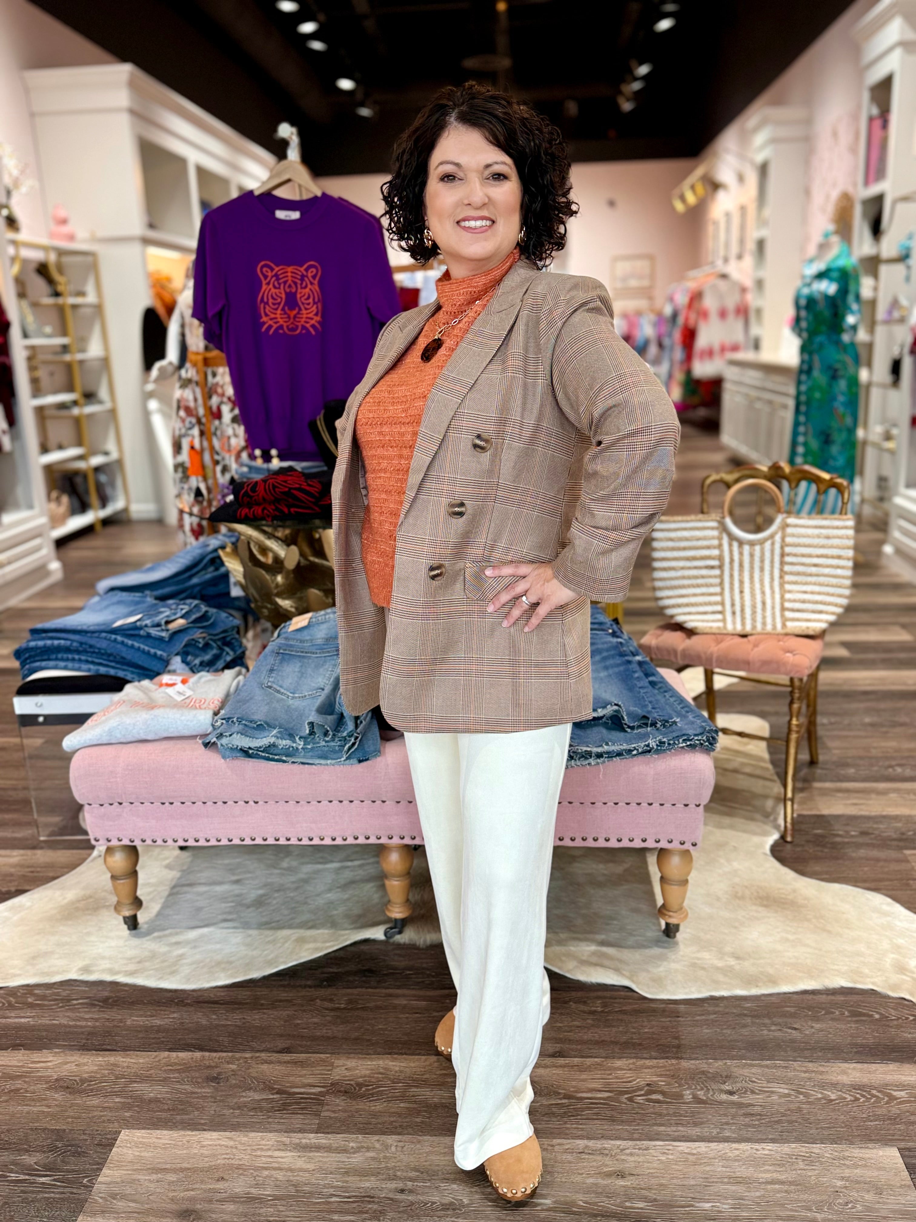 Plaid Ruched Blazer