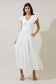 Kinna Eyelet Sunfire Tiered Midi Dress White