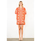 THML Embroidered Bubble Sleeve Dress Orange