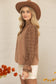 Fuzzy Lace Long Sleeve Ruffle Detailed Corduroy Top Brown