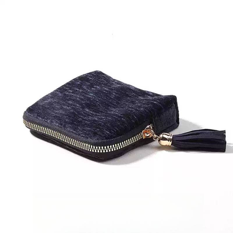 Fringe Zipper Jewelry Organizer Fabric French Blue