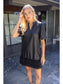 The Metallic Feather Fringe Faux Leather Dress Black