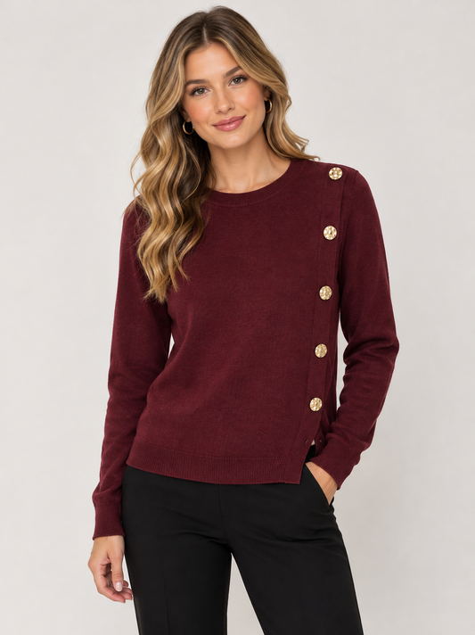Esqualo Button Detail Sweater Merlot