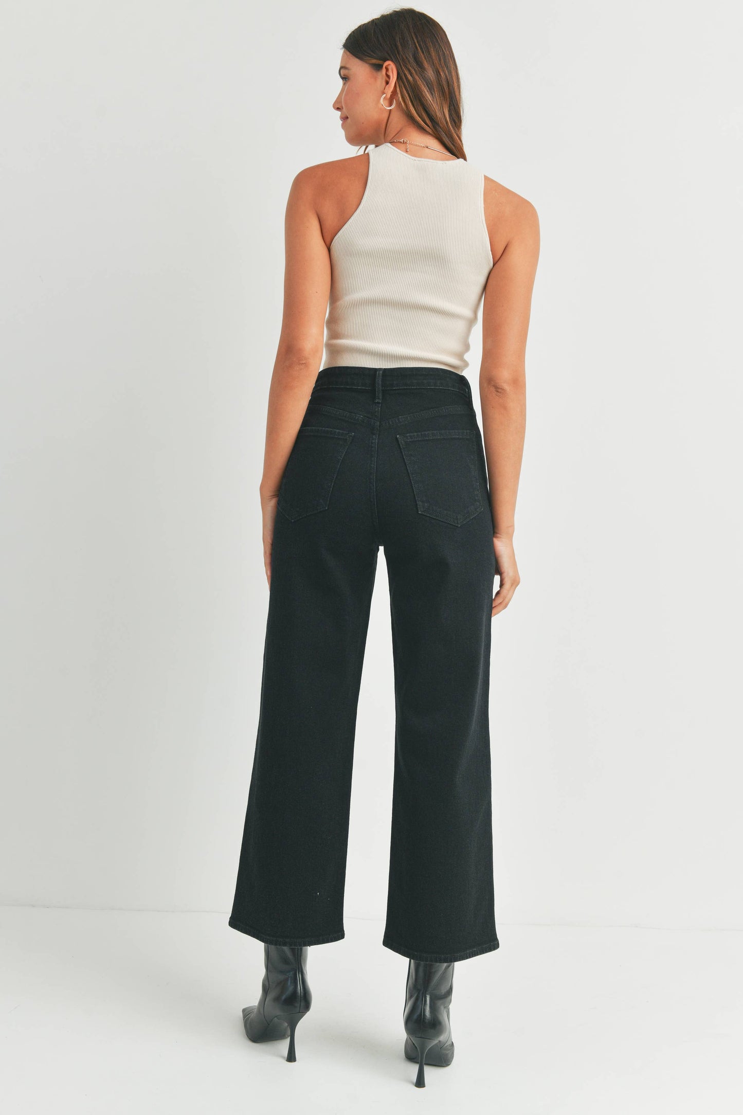 Just Black Denim HR Cargo Pocket Wide Leg Black