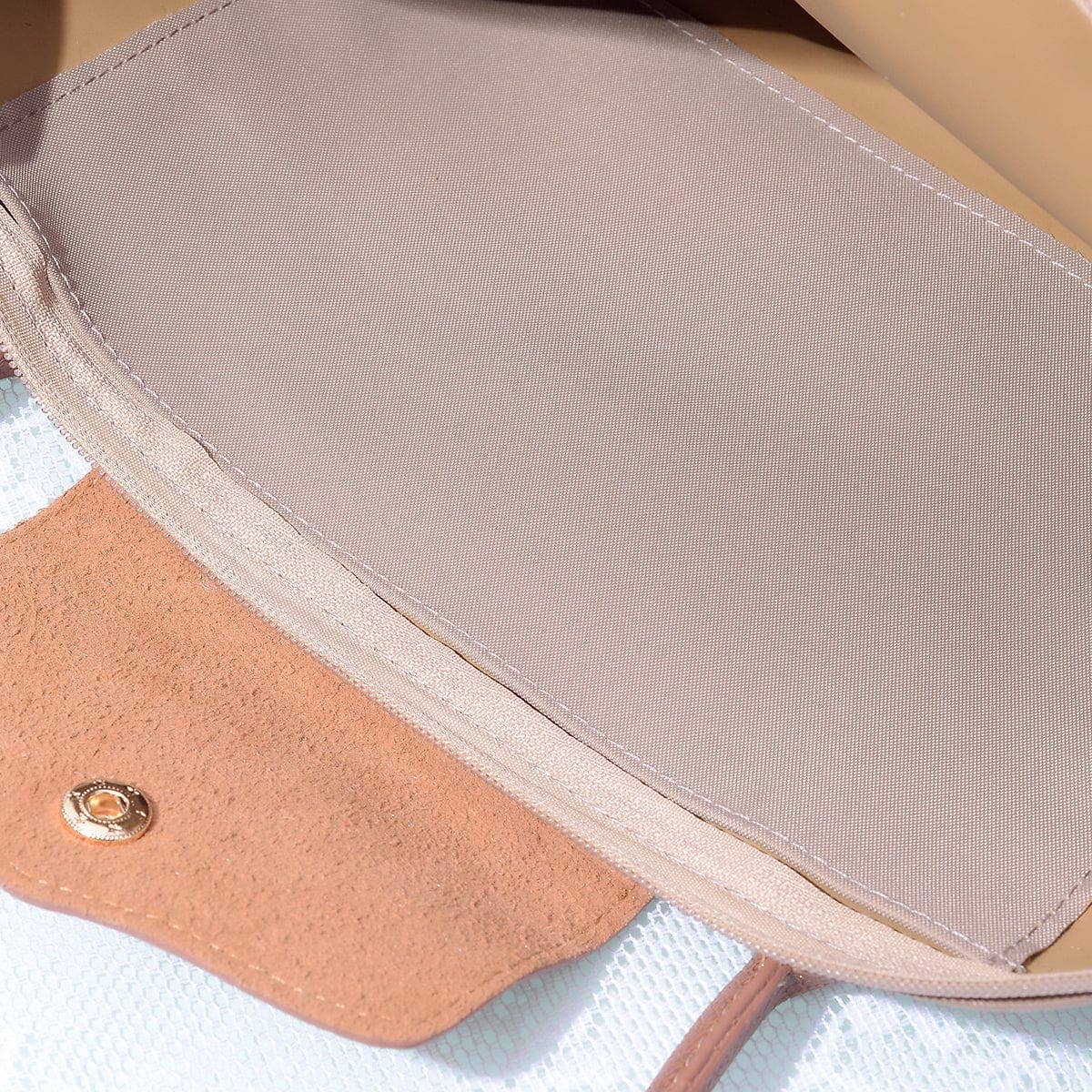 Dorian 16 inch Nylon Tote Bag: Taupe