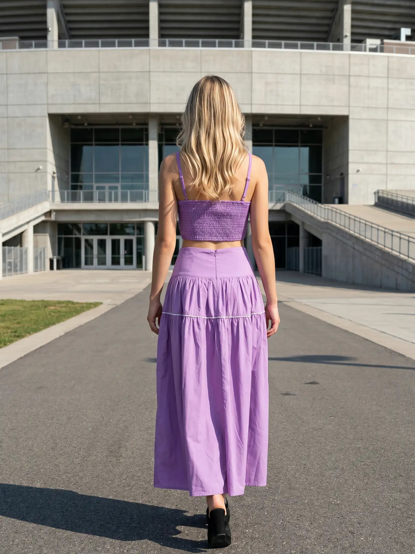 The Scalloped Chic Skirt Set Purple