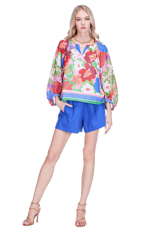 Joy Joy Peasant Bishop Sleeve Top Petal Pop