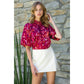 THML Puff Sleeve Print Top Burgundy