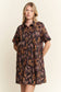 Collared Tiger Print Mini Dress