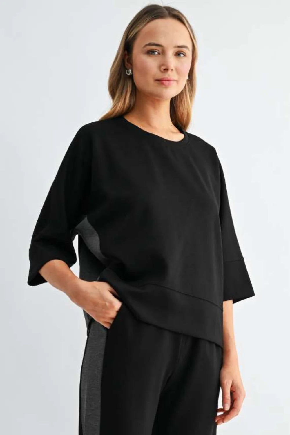 Joh Apparel Kirsten Stretch Ponte Top Black
