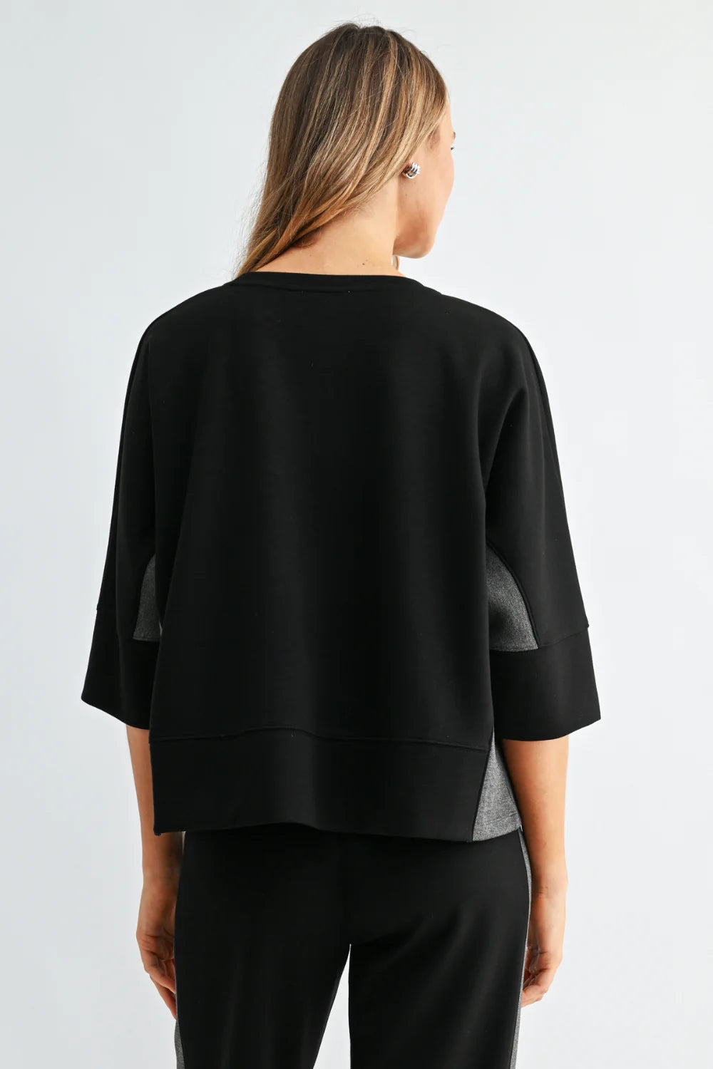 Joh Apparel Kirsten Stretch Ponte Top Black