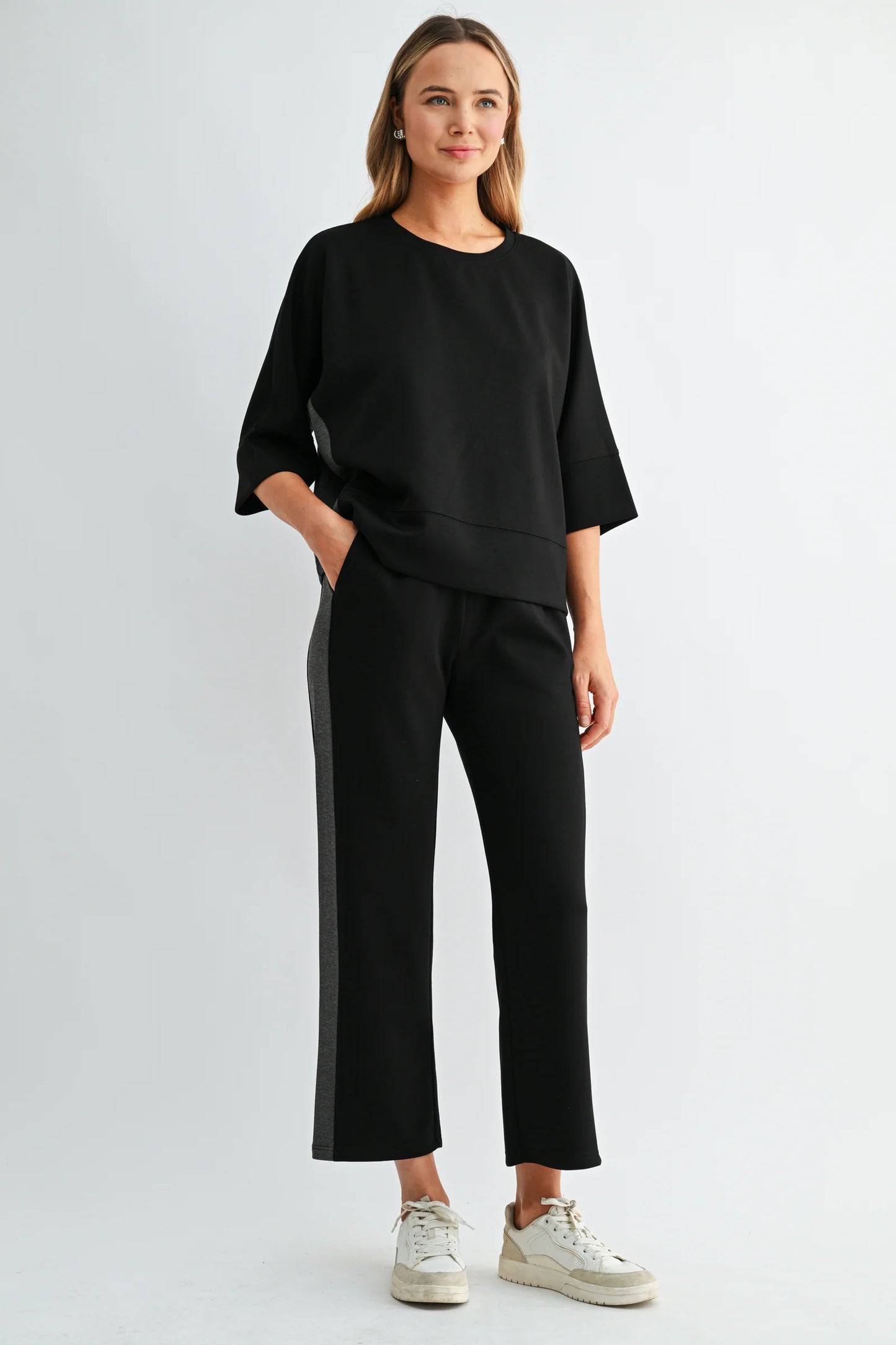 Joh Apparel Kirsten Stretch Ponte Top Black