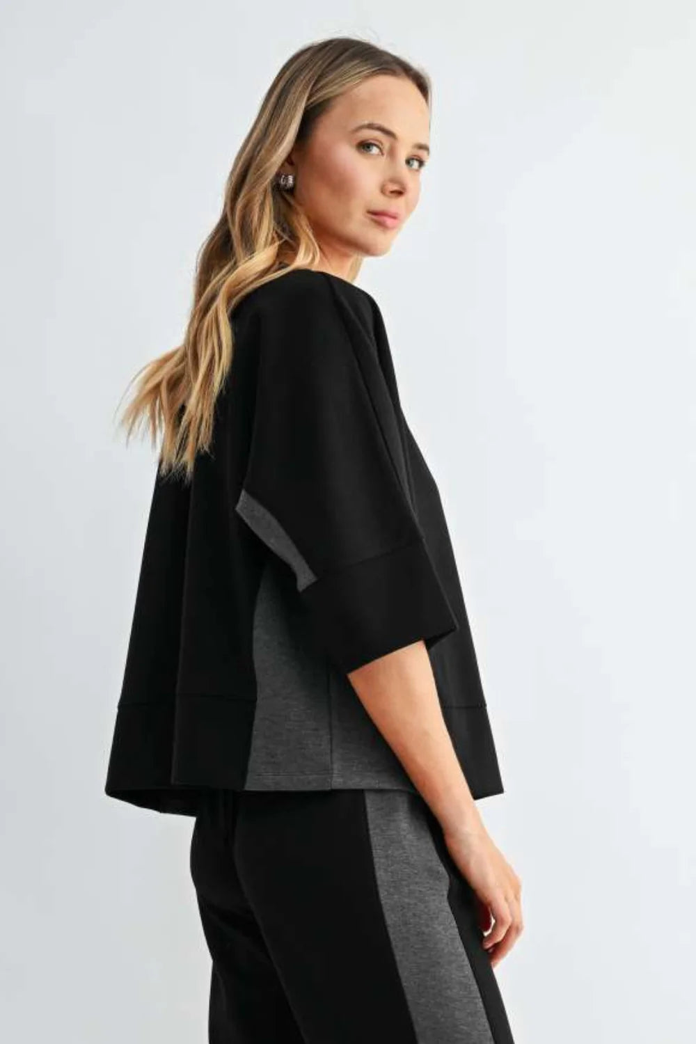 Joh Apparel Kirsten Stretch Ponte Top Black