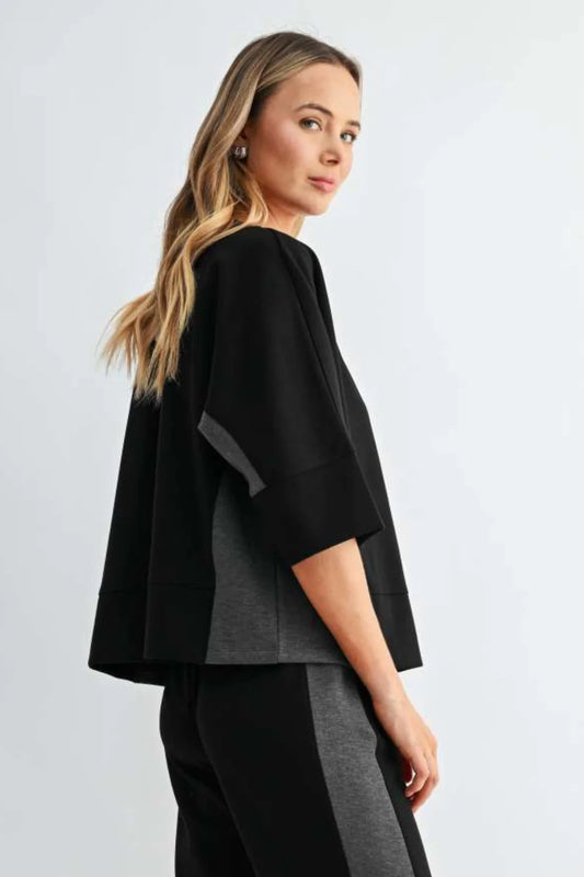 Joh Apparel Kirsten Stretch Ponte Top Black