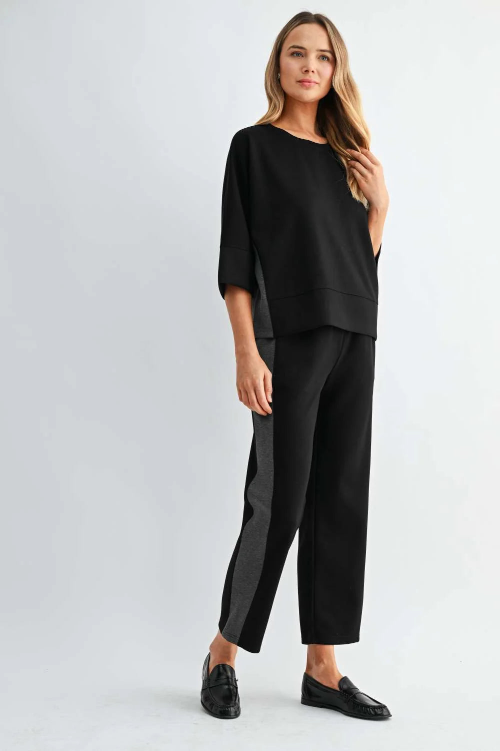Joh Apparel Kirsten Stretch Ponte Top Black