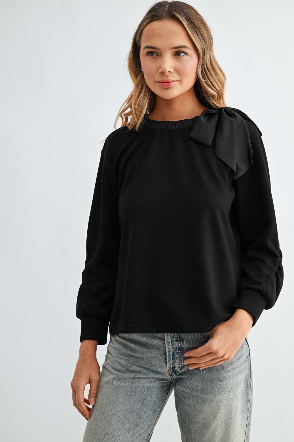 Joh Apparel Karl Bow-Tie Shoulder Top Black