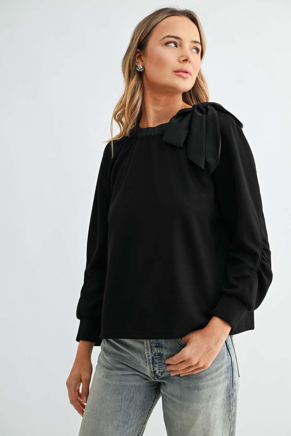 Joh Apparel Karl Bow-Tie Shoulder Top Black