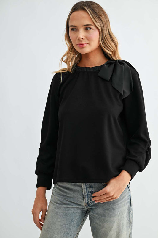 Joh Apparel Karl Bow-Tie Shoulder Top Black