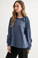 Joh Apparel Karl Bow-Tie Shoulder Top Denim Blue