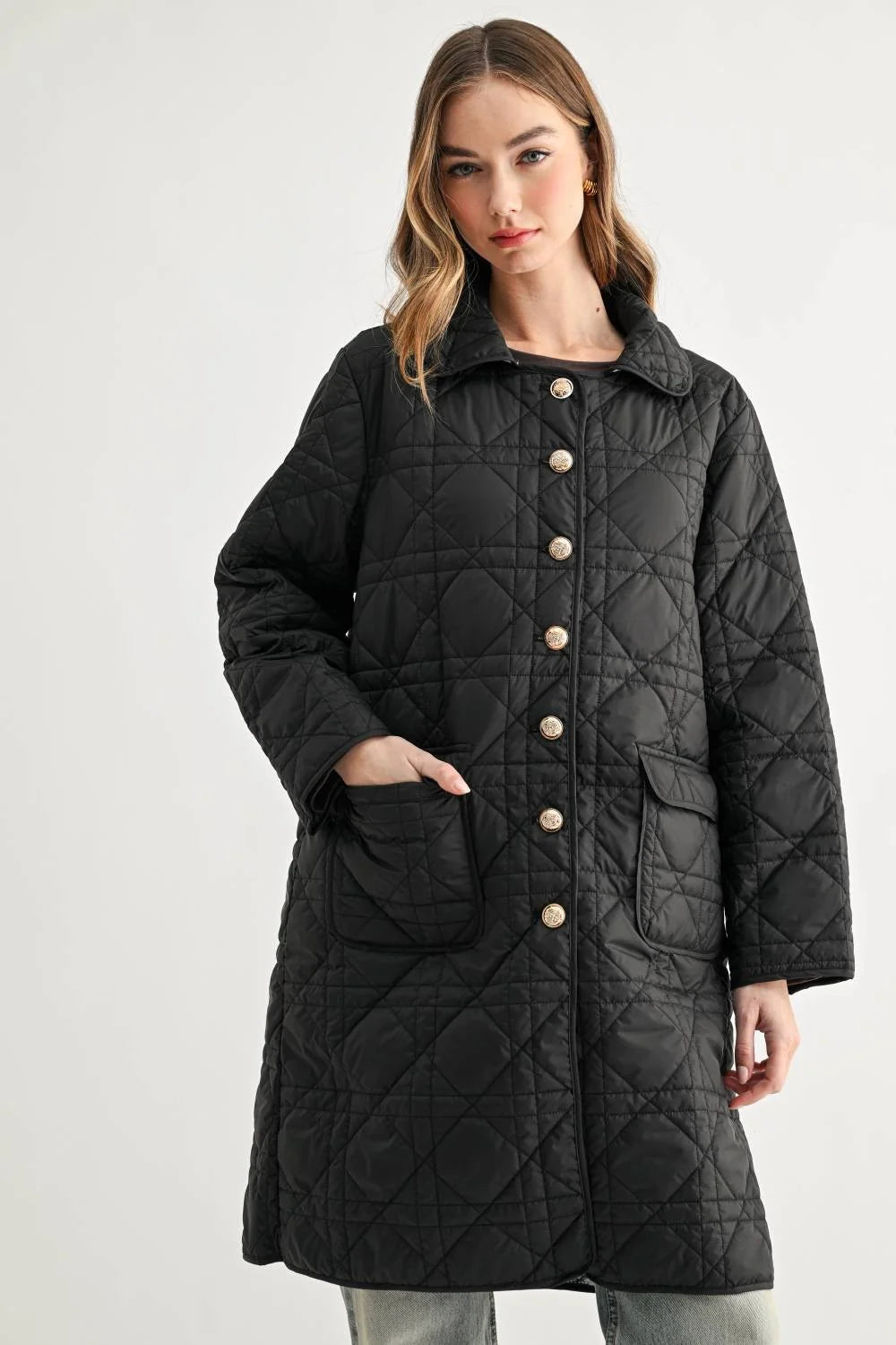 Joh Apparel Joselyn Quilted Longline Puffer Jacket Black
