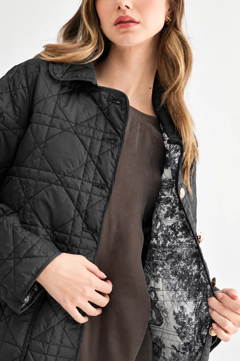Joh Apparel Joselyn Quilted Longline Puffer Jacket Black