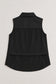 Caroline black sleeveless collared top with layered back detail and curved hem.