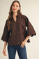 Mocha Leopard Scallop Hem Blouse
