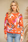 Long Sleeve Oversized Floral Sweater Top Orange