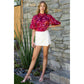 THML Puff Sleeve Print Top Burgundy