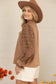 Fuzzy Lace Long Sleeve Ruffle Detailed Corduroy Top Brown