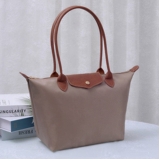 Dorian 16 inch Nylon Tote Bag: Taupe
