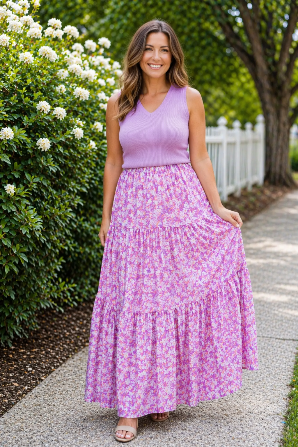 Knit-to-Woven Tank Dress Lilac