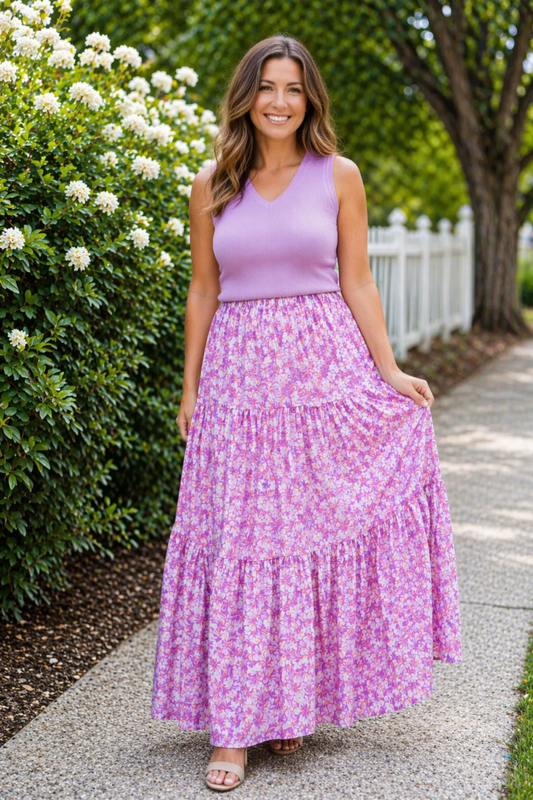 Knit-to-Woven Tank Dress Lilac