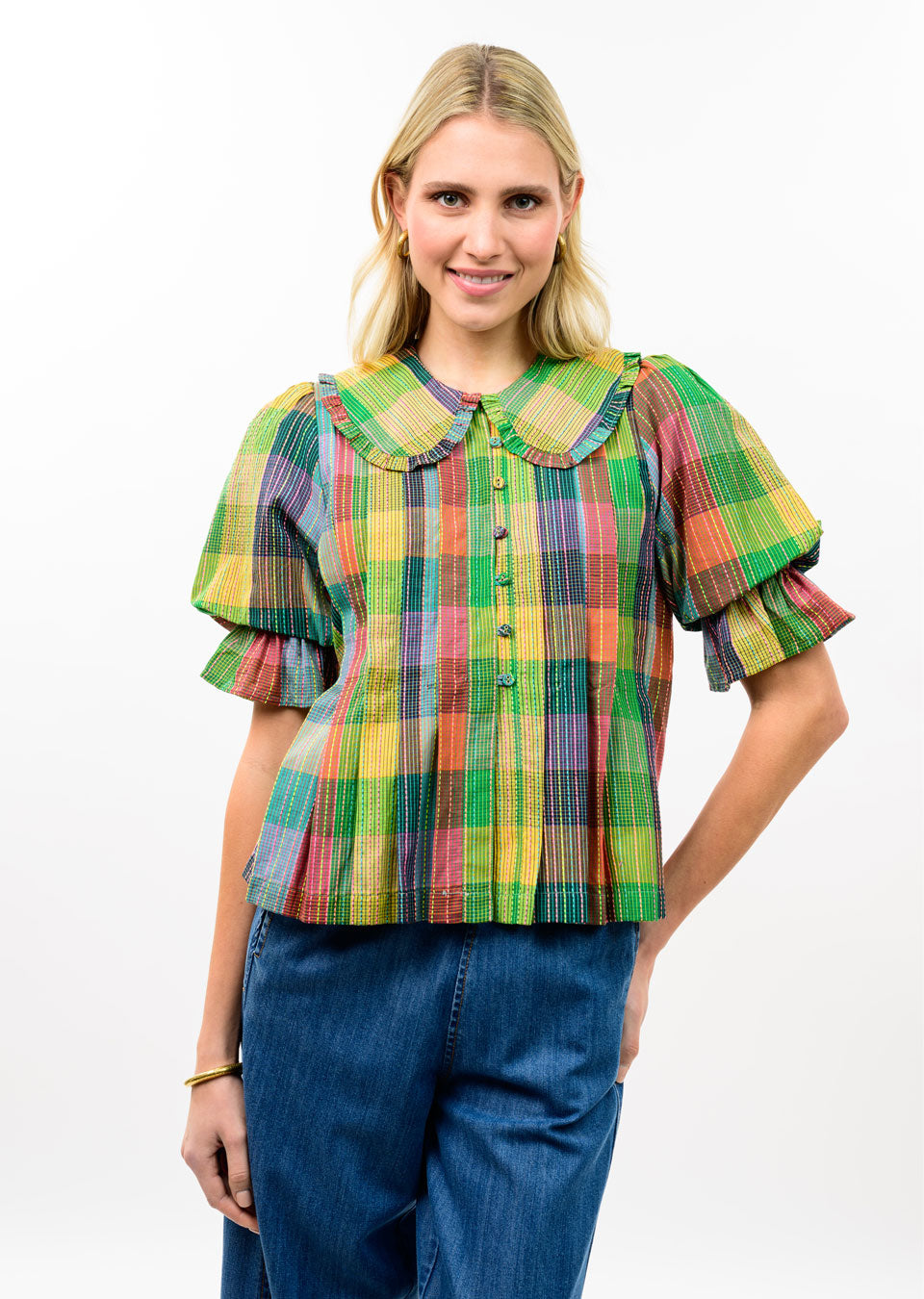 Ivy Jane Blocks Of Plaid Top