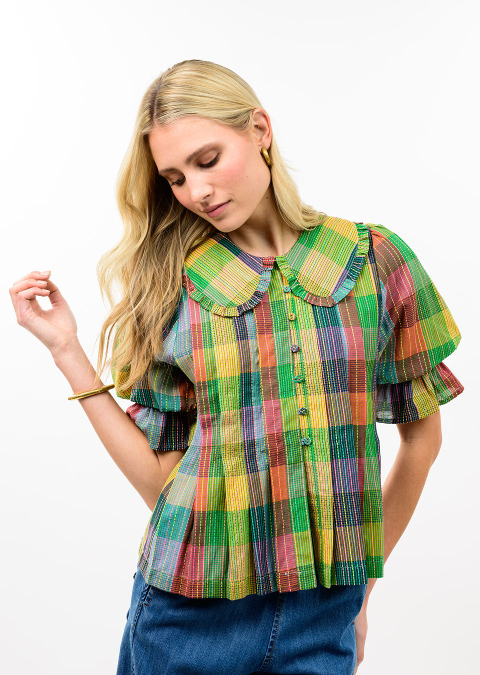 Ivy Jane Blocks Of Plaid Top