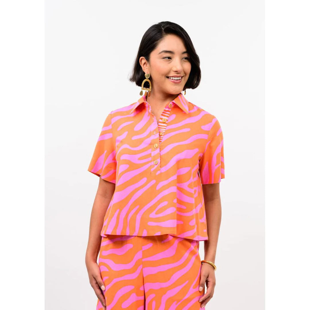 Ivy Jane Print Swing Jacket Tangerine
