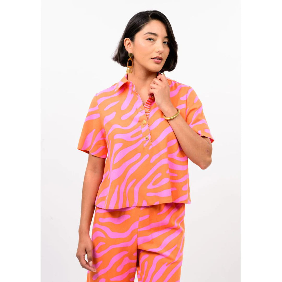 Ivy Jane Print Swing Jacket Tangerine