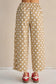 Polka Dot Raw Hem Wide Leg Pants