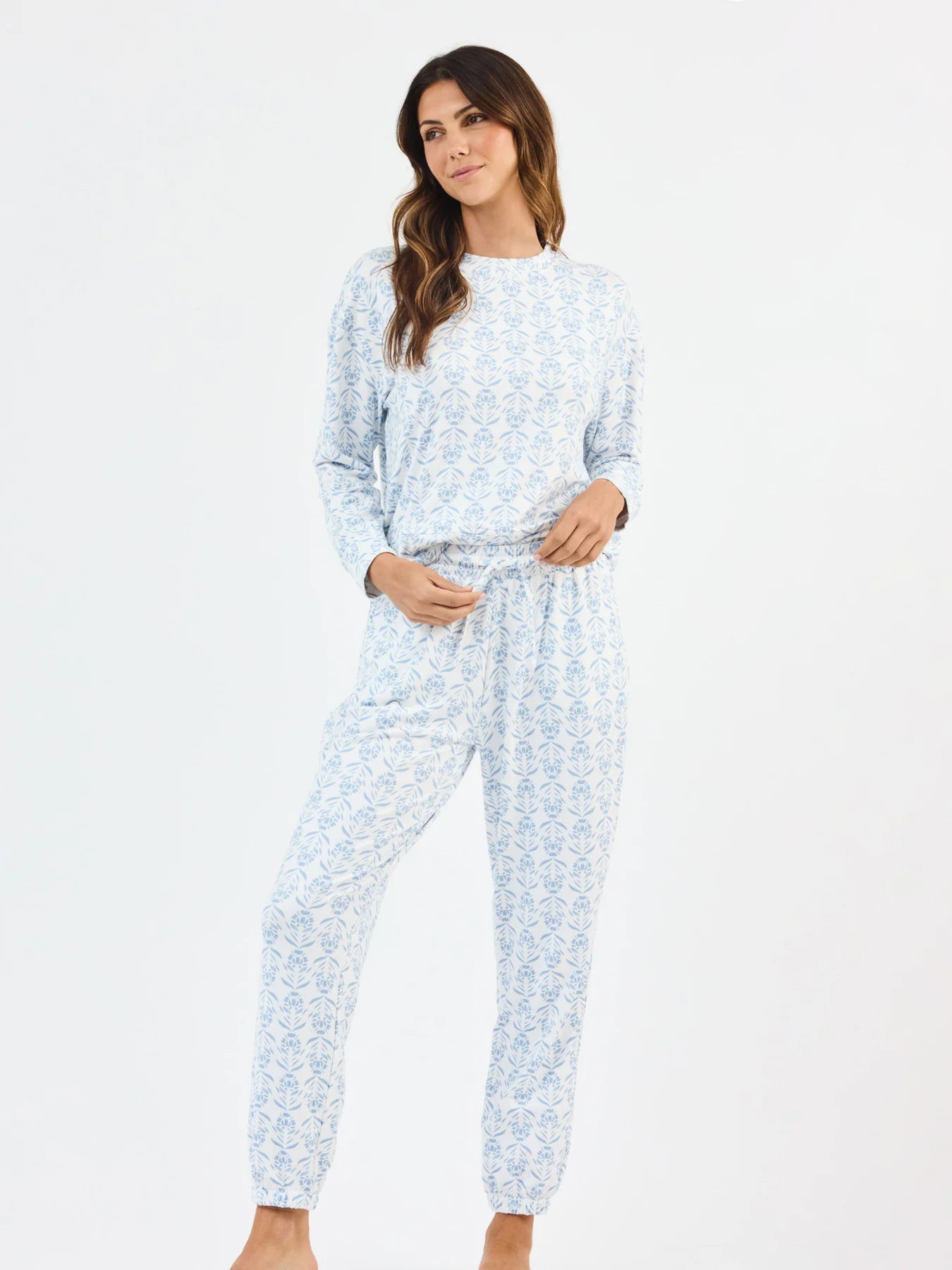 Mary Square Sophie Jogger Pajama Set Palm Damask
